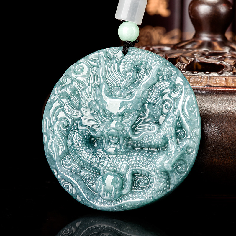 Woman Accessory - Collier pendentif dragon en jadéite birmane,