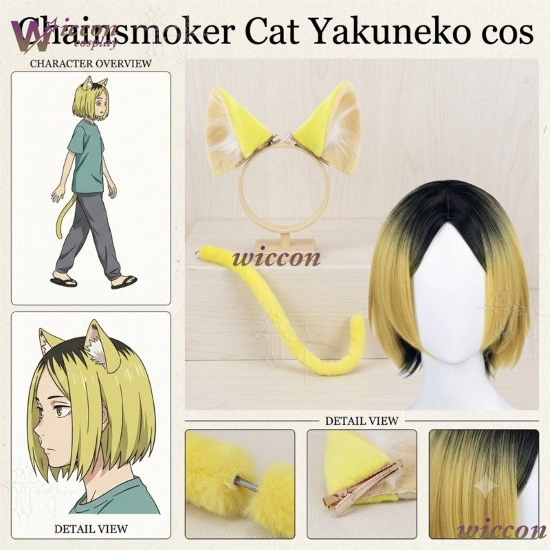Women Accessories Kit - Perruque de cosplay Chainsmoker Cat Etsushimaru