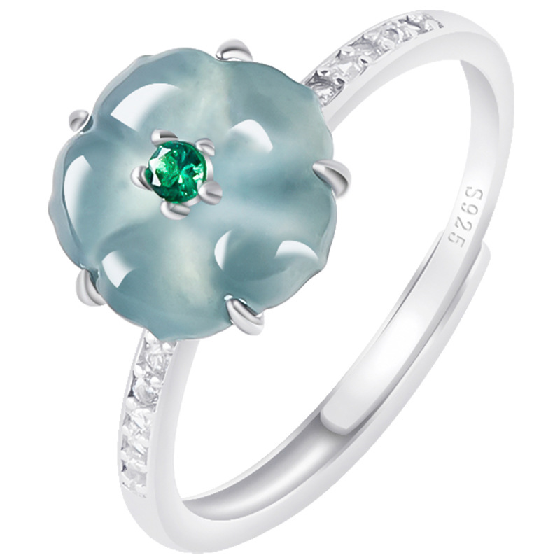 Woman Accessory - Bagues en jade birman bleu, argent