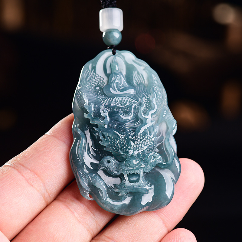 Woman Accessory - Collier pendentif Dragon en jadéite birmane