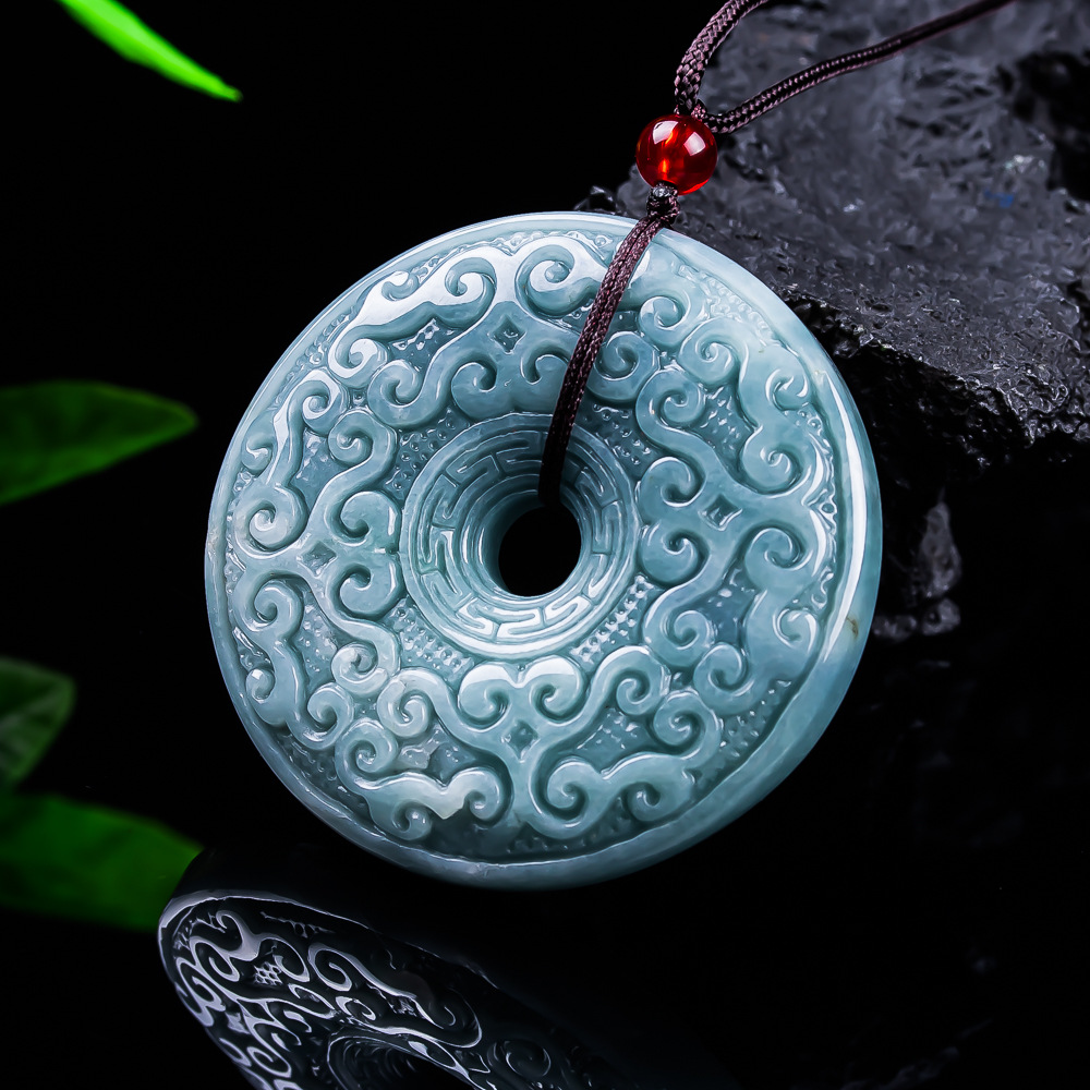 Woman Accessory - Collier pendentif fleur en jadéite birmane