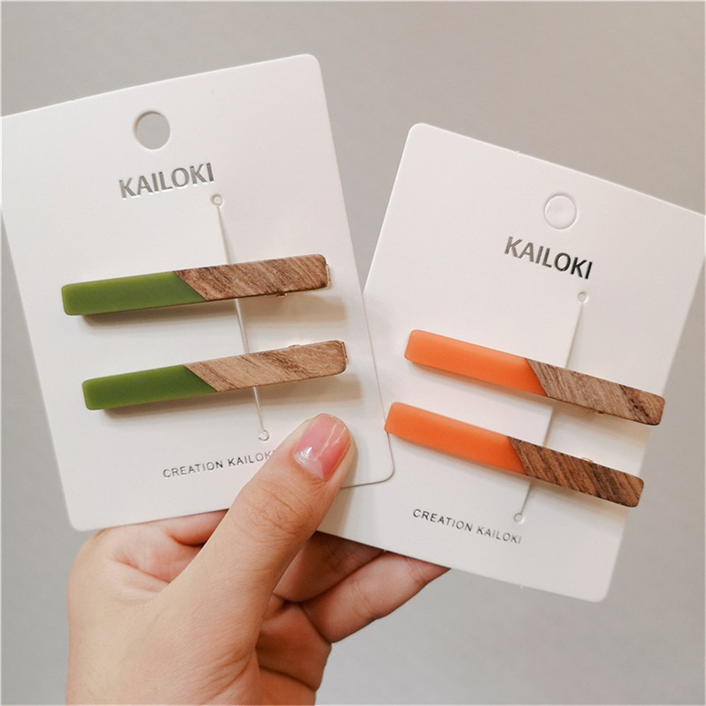 Women Accessories Combo Gift - Pinces à cheveux géométriques en bois