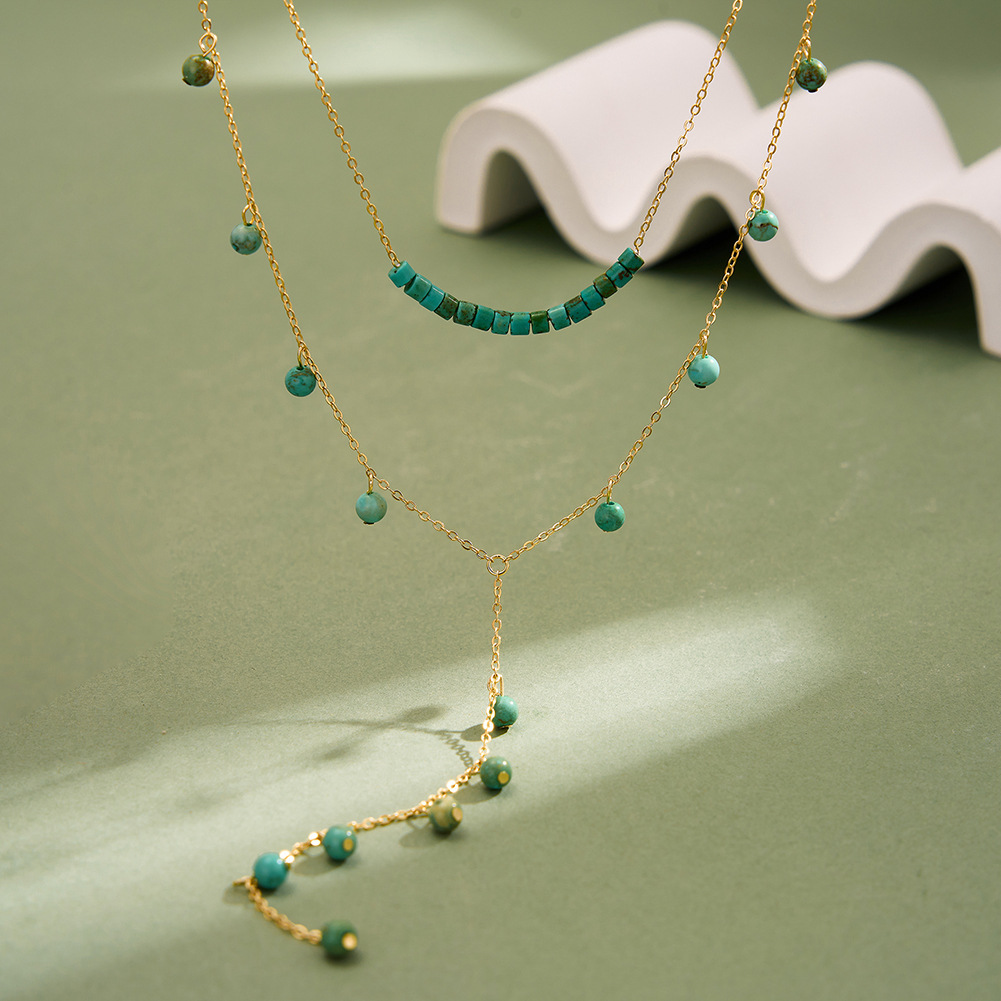 Collier long double couche en  - Charm Necklace Dainty avis et prix