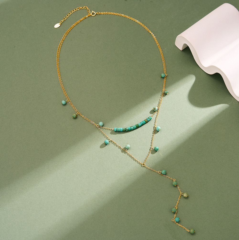 Collier long double couche en  - Charm Necklace Dainty avis et prix