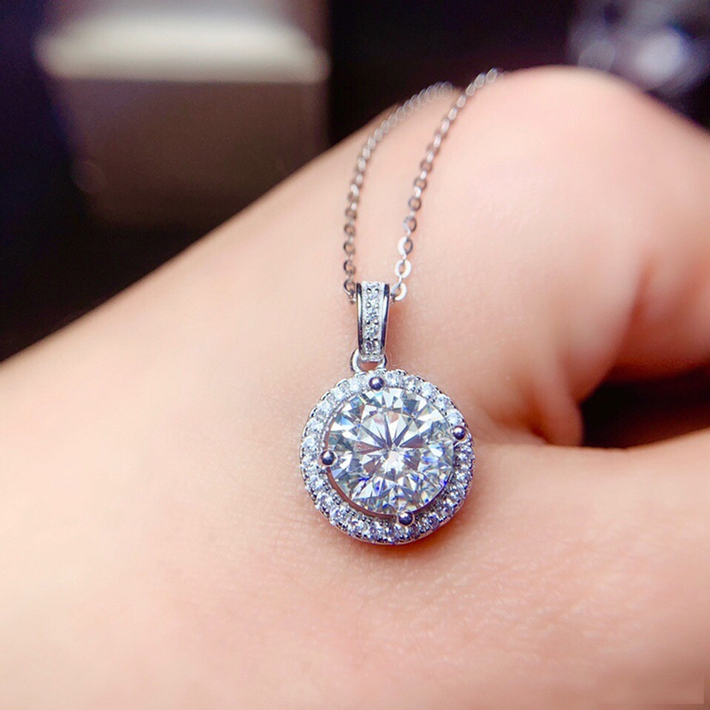 Collier en moissanite ronde de - Charm Necklace Dainty avis et prix