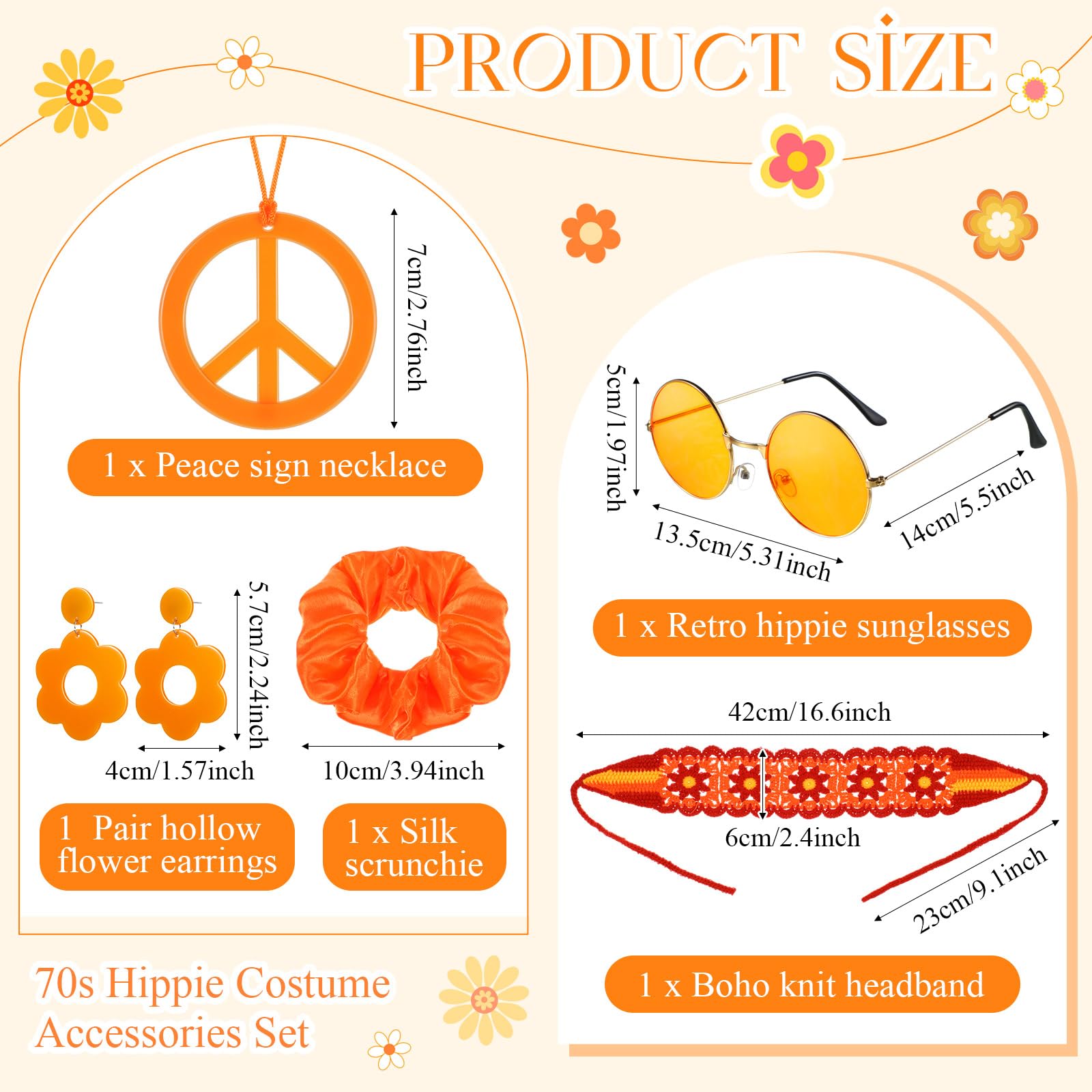 5 pièces d'accessoires hippies - Women'S Accessories In The 60S avis et prix