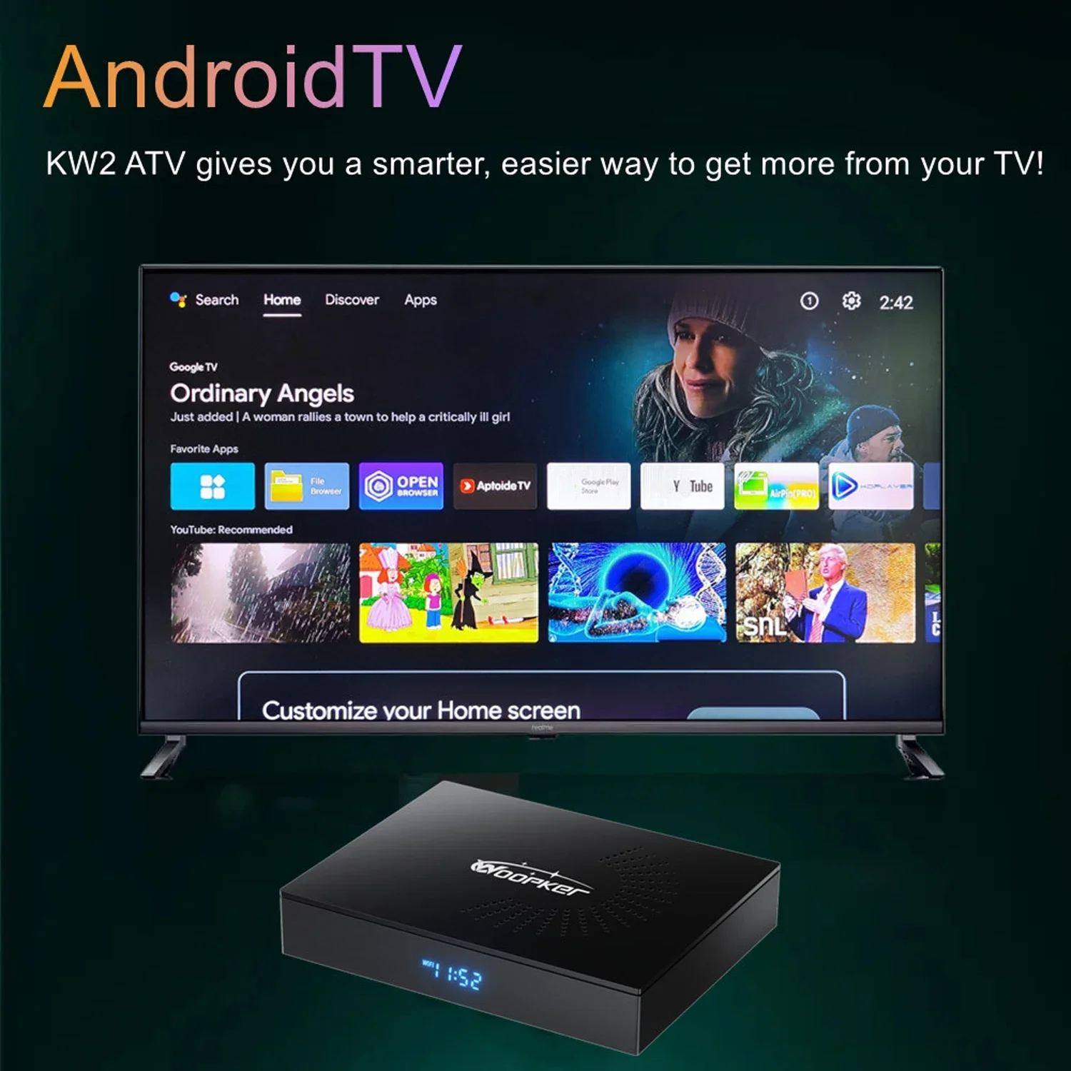 Woopker KW2 Android 14 TV Box  - Women Accessories Pandora avis et prix