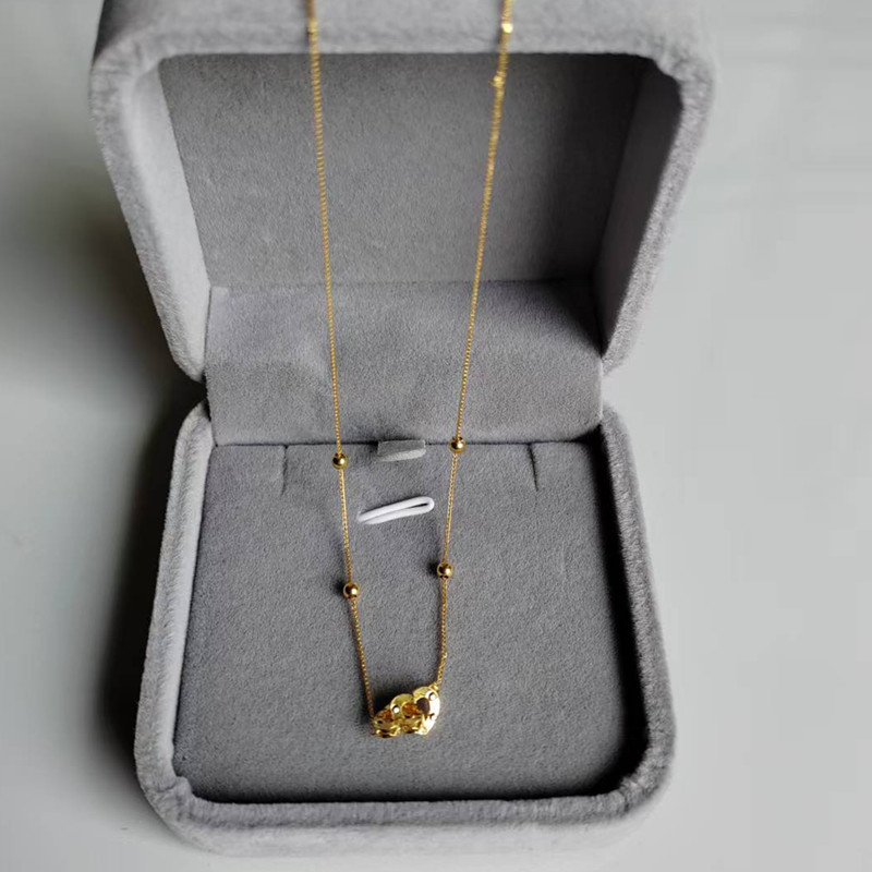 Collier double coeur en or vér - Charm Necklace Dainty avis et prix