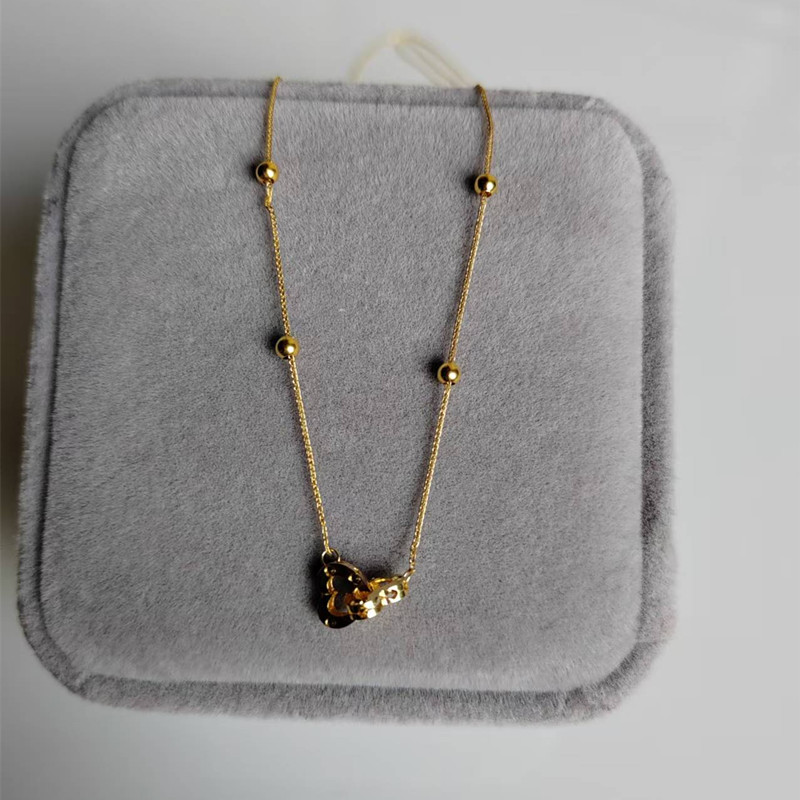 Collier double coeur en or vér - Charm Necklace Dainty avis et prix