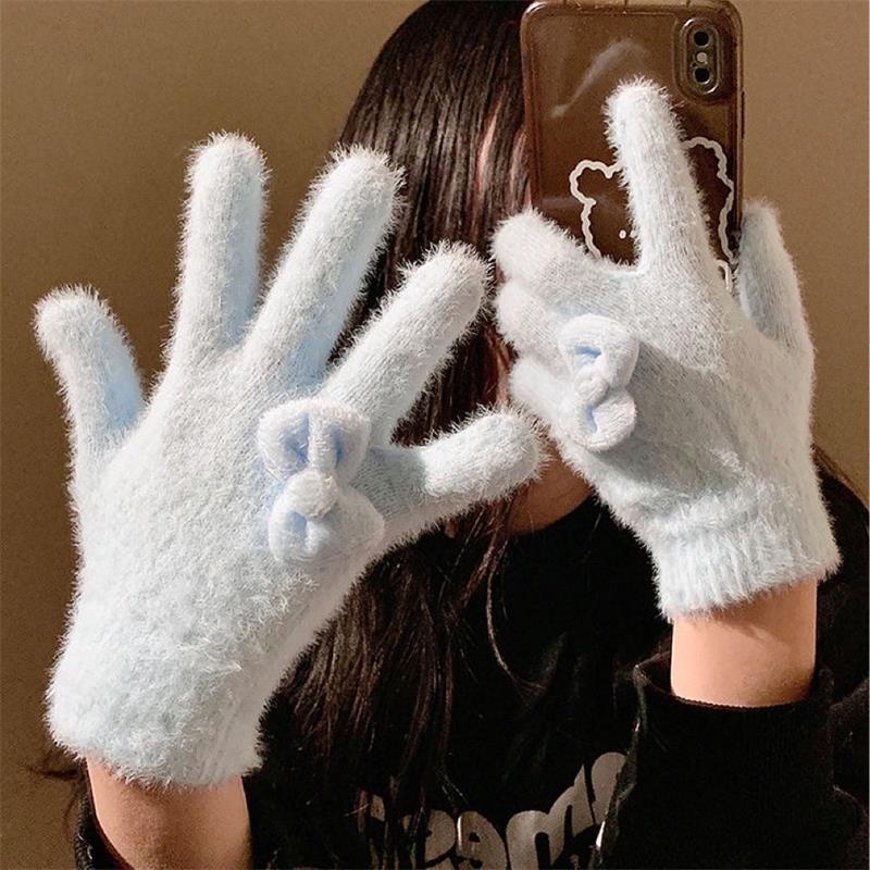 Gants en peluche avec nœud dou - Women'S Accessories Gift Ideas avis et prix