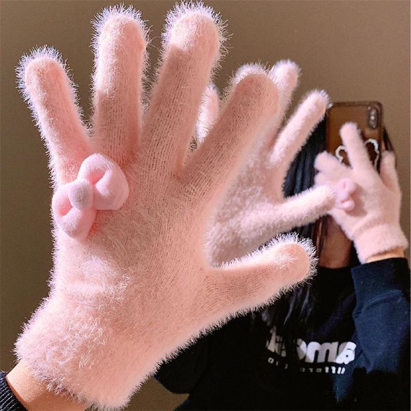 Gants en peluche avec nœud dou - Women'S Accessories Gift Ideas avis et prix